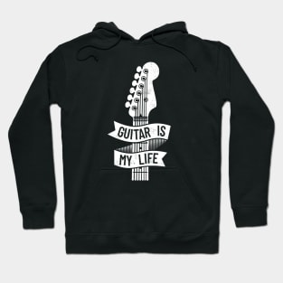 Guitar is My Life Electric Guitar Headstock Dark Theme Hoodie